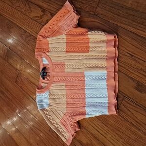 Hera Collection Women's Crop Top M orange and white